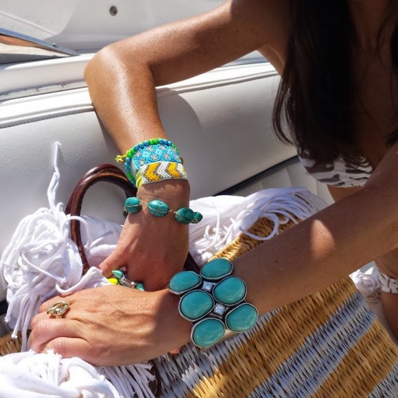 Dannijo Blue Green Beaded Bracelet - Picture 1 of 3